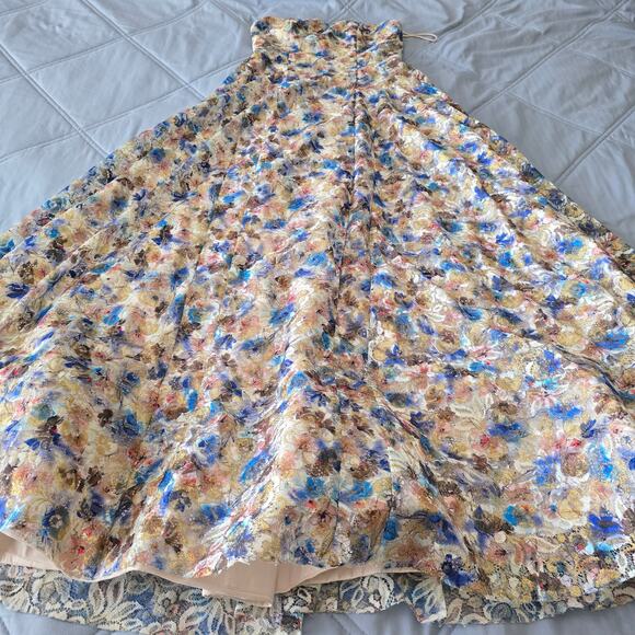 Alice + Olivia Strapless Floral Gown Dress Sz 4 Metallic Formal Evening Wedding - Picture 10 of 14